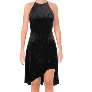 AQUA VELVET HALTER CUTOUT A-LINE DRESS M NWT